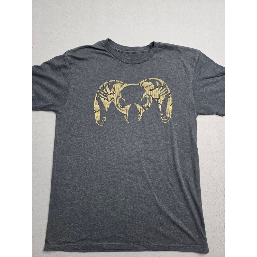 KUIU T-Shirt Men's Medium Charcoal Gray Camo Big Ram Logo Cotton Everyday Wear